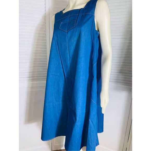Vintage Dresses & Skirts - Vintage Loungees Blue Shift Dress Size Large